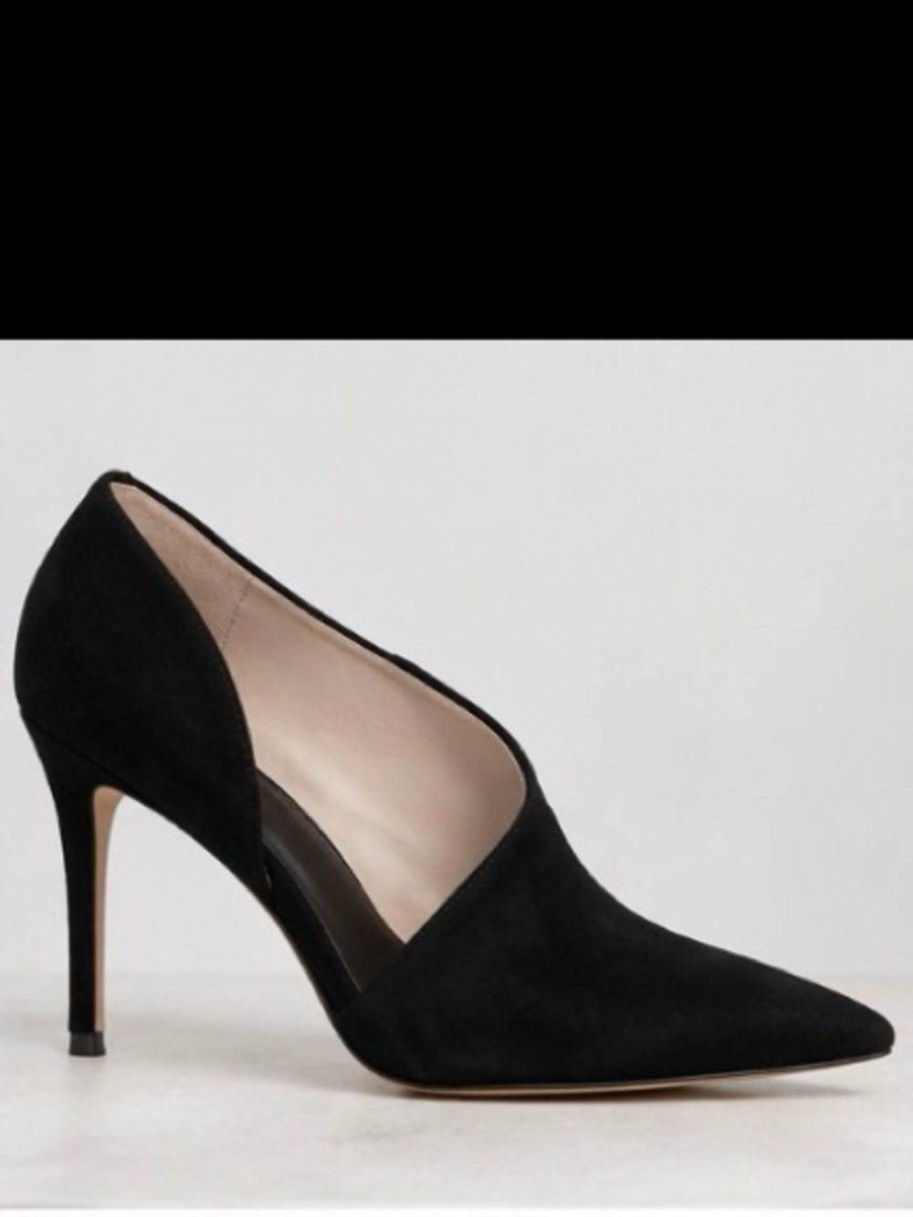 Something Navy Black Suede Pointed-Toe Pumps
